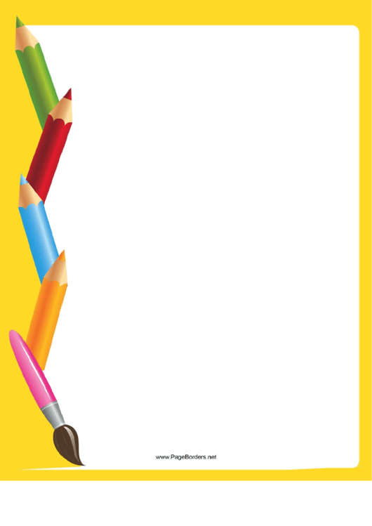 Yellow Art Supplies Border printable pdf download