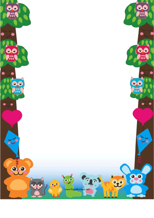 Cute Woodland Animal Border printable pdf download