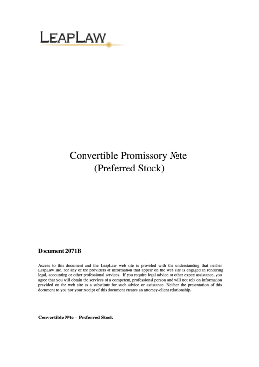 Convertible Promissory Note printable pdf download