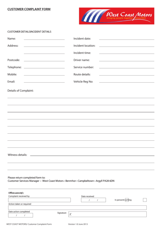 20 Customer Complaint Form Templates free to download in PDF