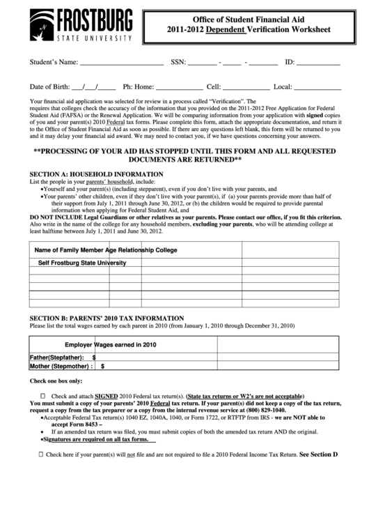 Frostburg State University Office Of Student Financial Aid printable pdf download