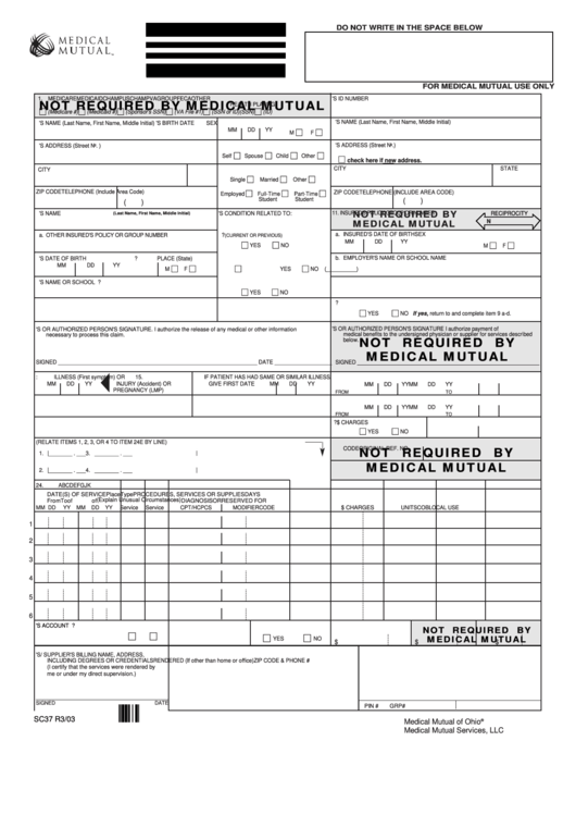 Medical Mutual Of Ohio Claim Form printable pdf download