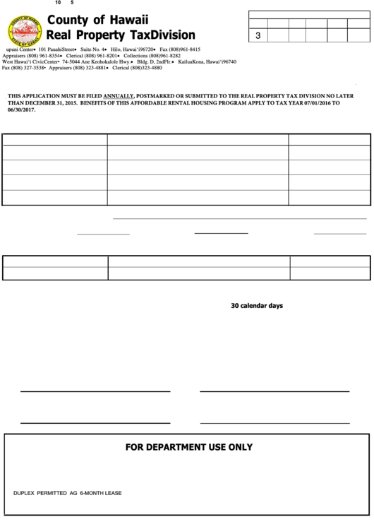 Fillable Rp Form 1953(H) Affordable Rental Housing Application