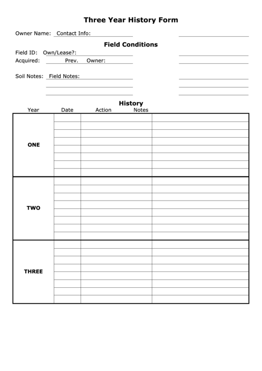 Three Year Property History Form printable pdf download