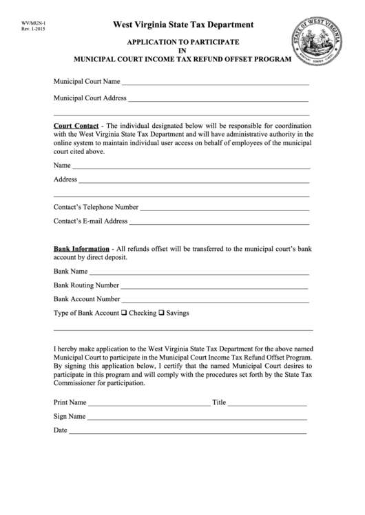 Form Wv/mun1 Application To Participate In Municipal