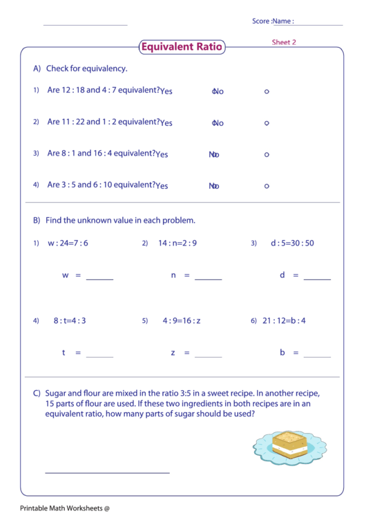 Equivalent Ratio Worksheet printable pdf download