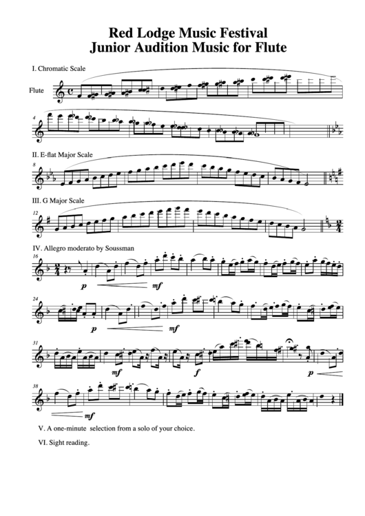 Junior Audition Music For Flute printable pdf download