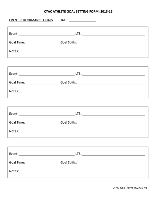 Cyac Athlete Goal Setting Form printable pdf download