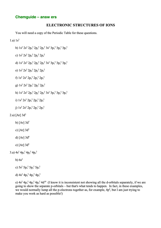 Electronic Structures Of Ions printable pdf download