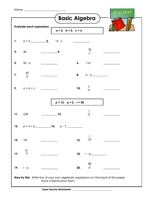 Basic Algebra printable pdf download