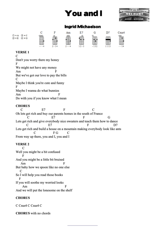 You And I (Chords) Ingrid Michaelson printable pdf download
