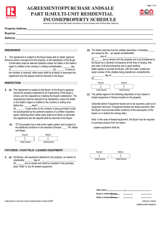 Multi Unit Residential Property Schedule printable pdf download