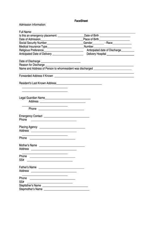 Mmp Face Sheet printable pdf download