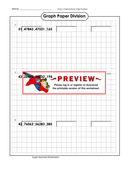 Graph Paper Division printable pdf download