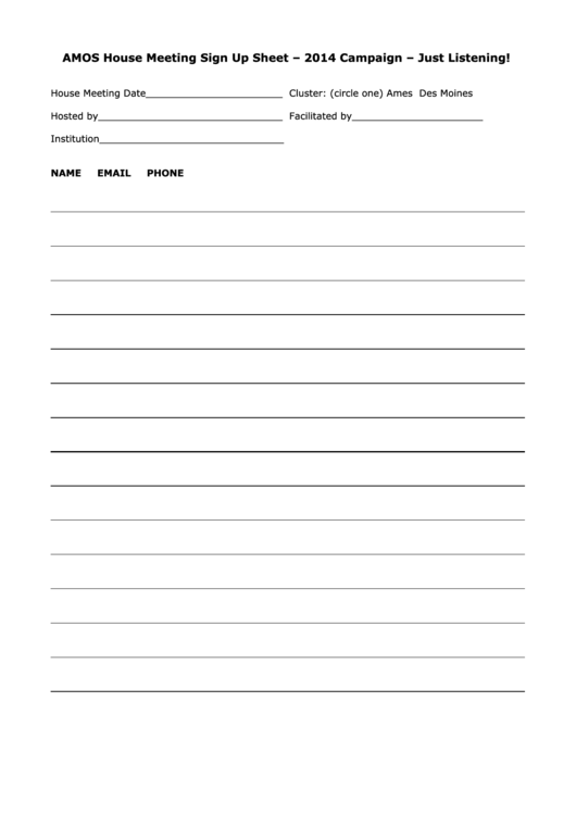 Amos House Meeting Sign Up Sheet Template printable pdf download