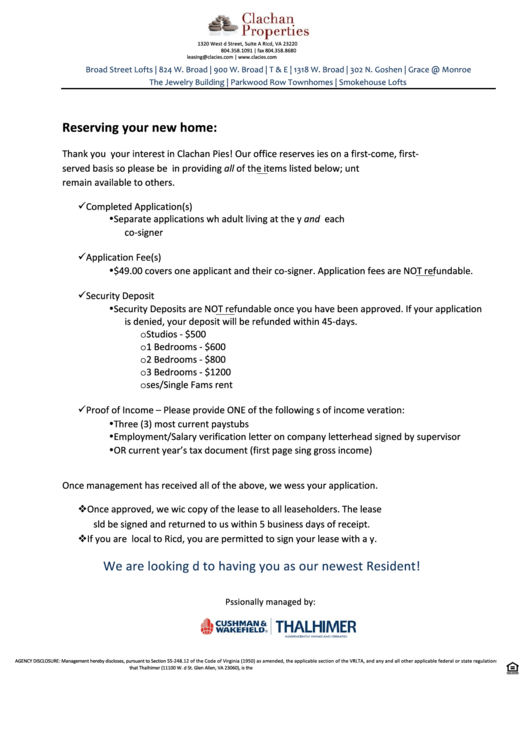 Rental Application Clachan Properties printable pdf download