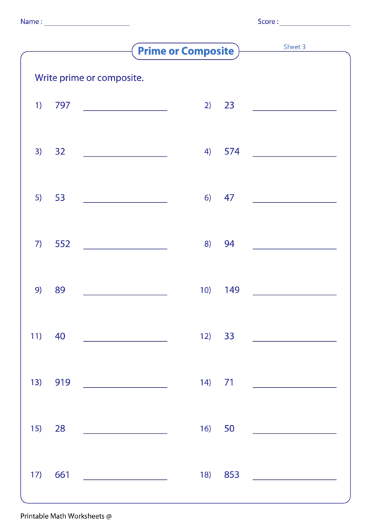 Prime Or Composite printable pdf download