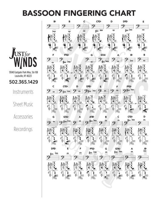 Bassoon Fingering Chart printable pdf download