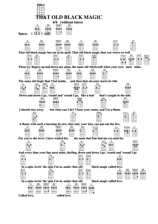 That Old Black Magic Chord Chart printable pdf download