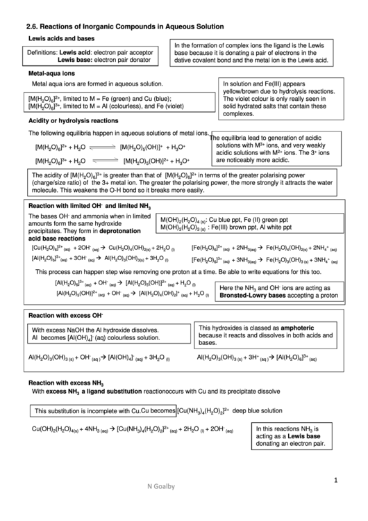 Reactions Of Compounds In Aqueous Solution printable pdf download