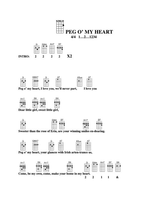 Peg O' My Heart Chord Chart printable pdf download