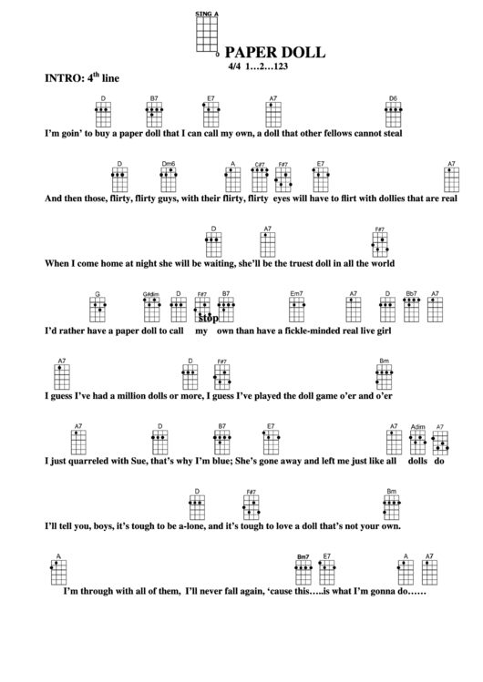 Paper Doll Chord Chart printable pdf download