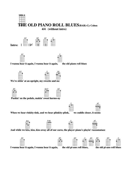 The Old Piano Roll Blues (Bar) Cy Coben Chord Chart