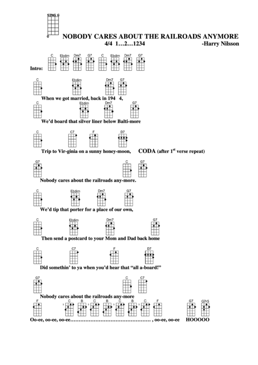 Nobody Cares About The Railroads AnymoreHarry Nilsson Chord Chart