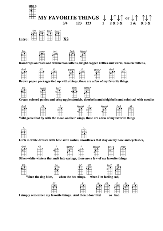 My Favorite Things Chord Chart printable pdf download
