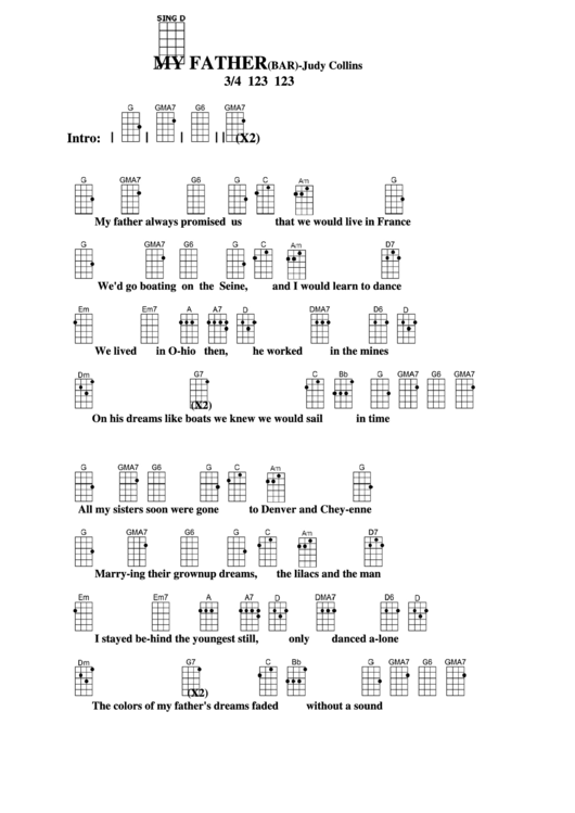 My Father (Bar) Judy Collins Chord Chart printable pdf download