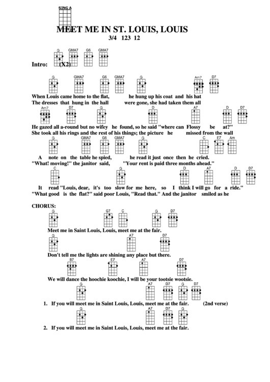 Chord Chart Meet Me In St. Louis, Louis printable pdf download