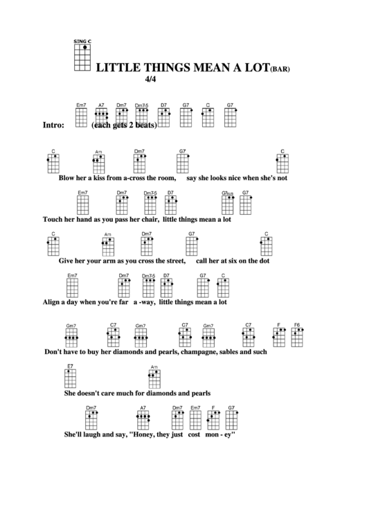 Chord Chart Little Things Mean A Lot (Bar) printable pdf download