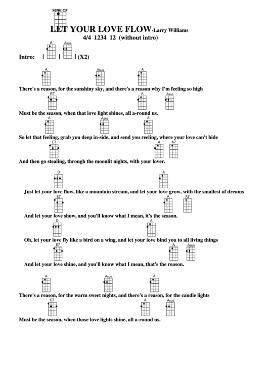 Chord Chart Larry Williams Let Your Love Flow printable pdf download