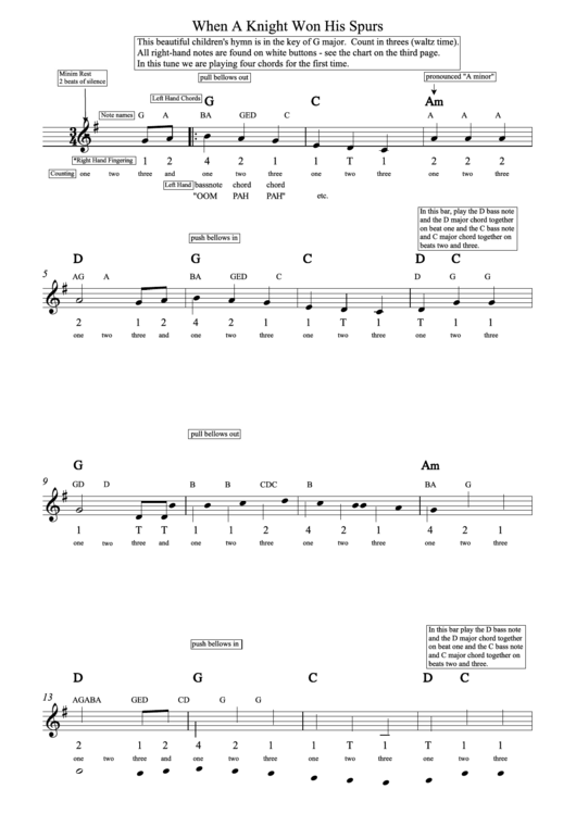 When A Knight Won His Spurs printable pdf download