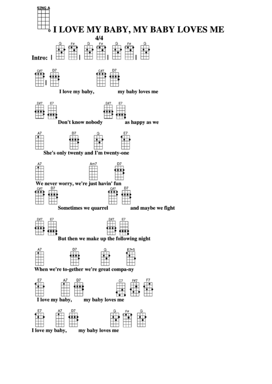 I Love My Baby, My Baby Loves Me Chord Chart printable pdf download