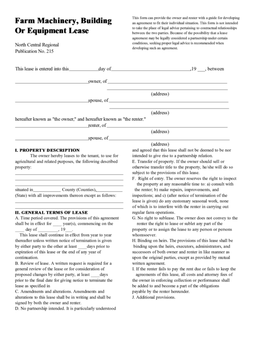 Equipment Lease printable pdf download