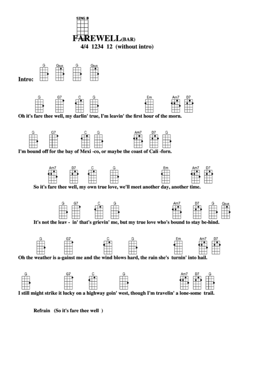 Fare Thee Well Chords Sheet and Chords Collection
