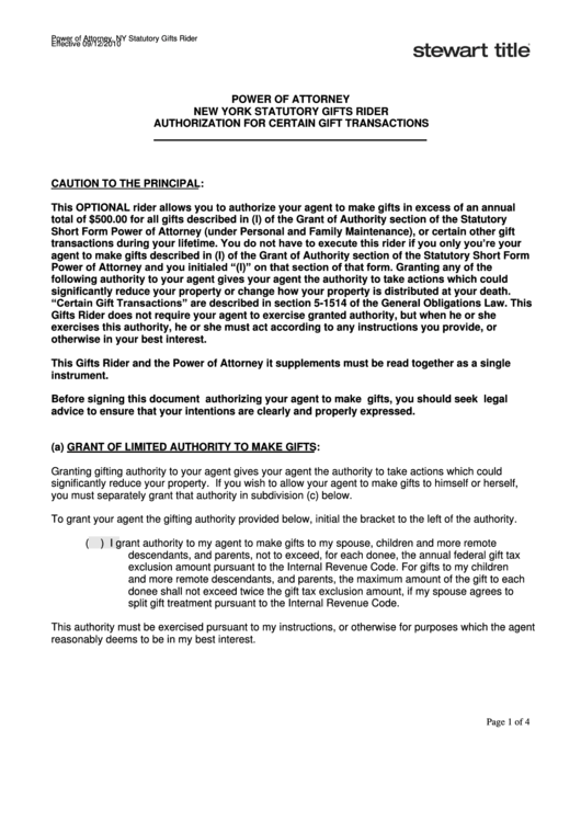 What Is A Gift Rider Power Of Attorney