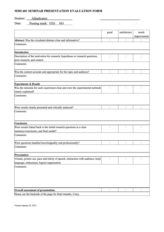 31 Presentation Evaluation Form Templates free to download in PDF