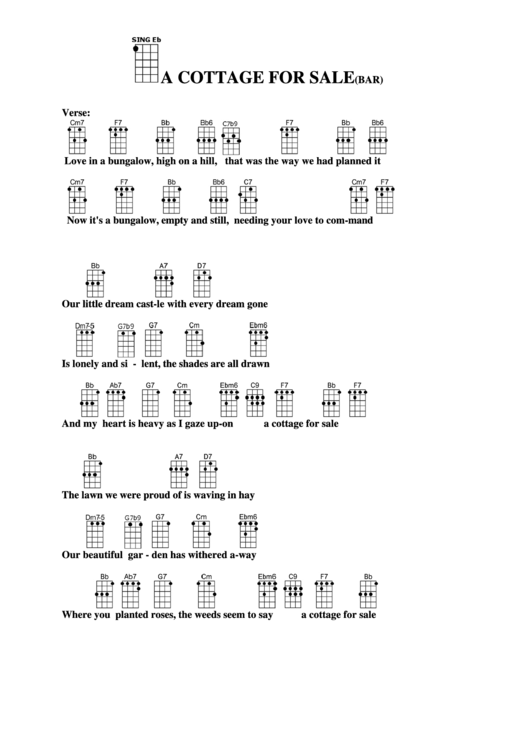 A Cottage For Sale (Bar) Chord Chart printable pdf download