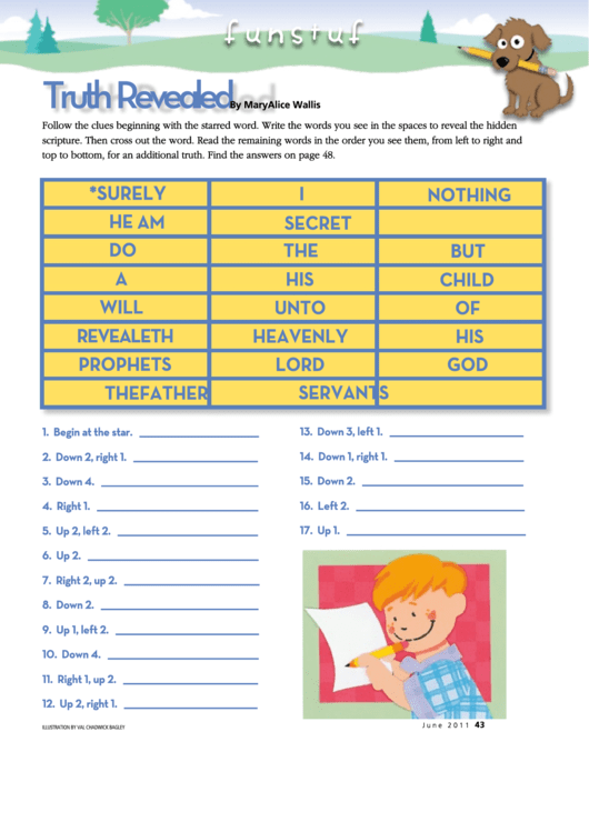 Truth Revealed Spelling Puzzle printable pdf download