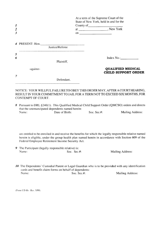 Qualified Medical Child Support Order printable pdf download