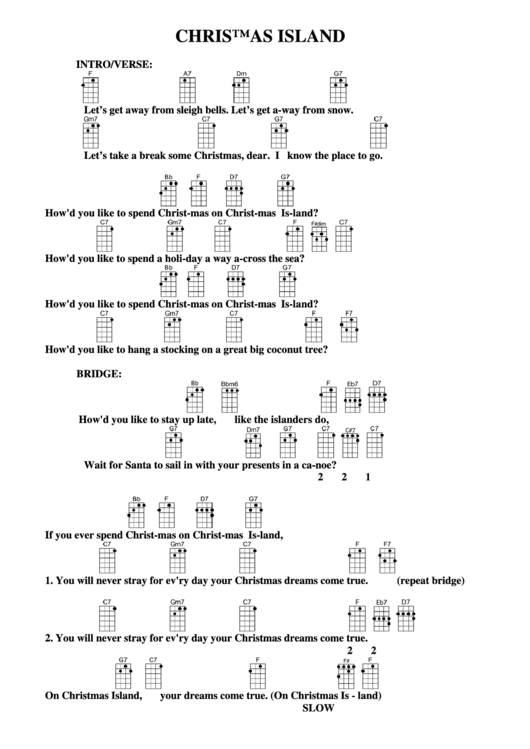 Christmas Island Chord Chart printable pdf download