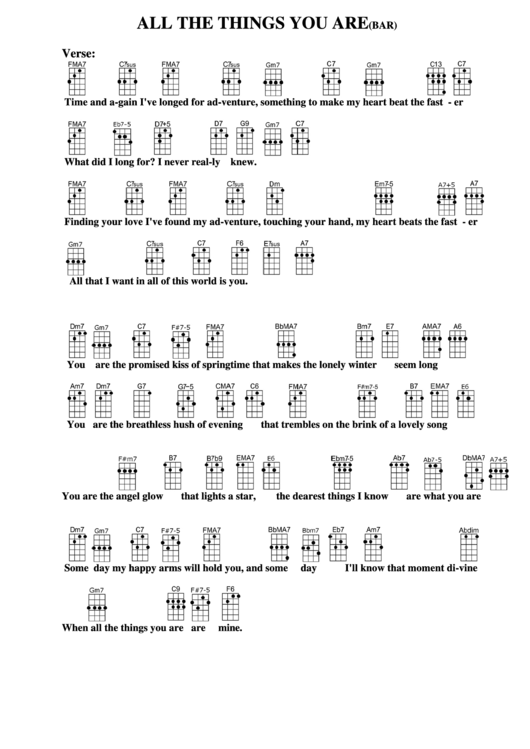 All The Things You Are (Bar) Chord Chart printable pdf download