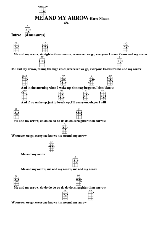 Me And My Arrow Harry Nilsson Chord Chart printable pdf download