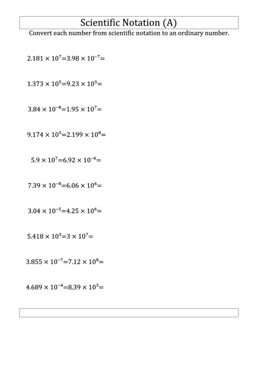 Scientific Notation Worksheet With Answer Key printable pdf download