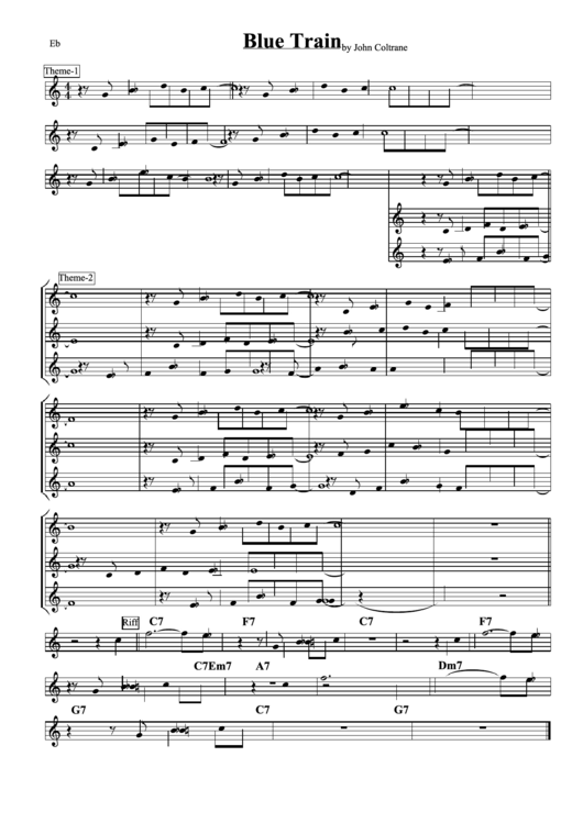 Blue Train Sheet Music printable pdf download