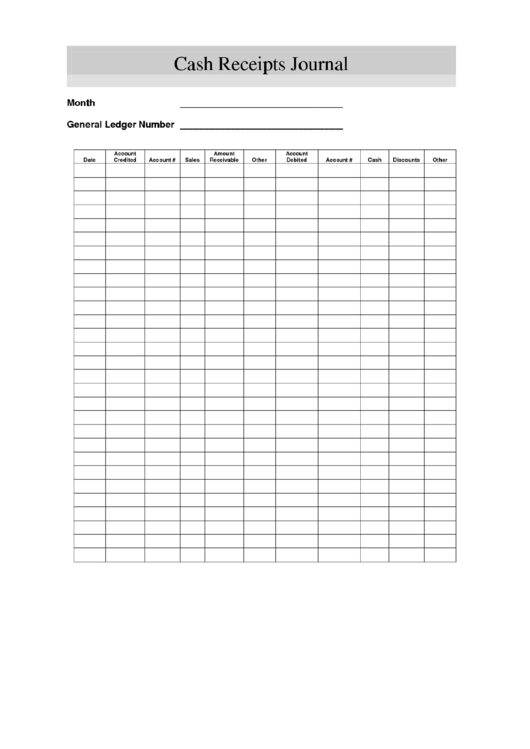 Cash Receipt Journal Template printable pdf download