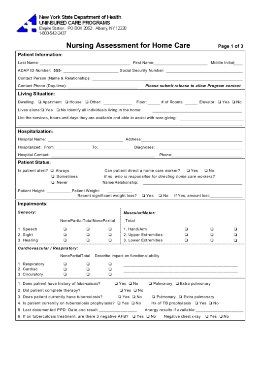 Top 9 Nursing Assessment Form Templates free to download in PDF format