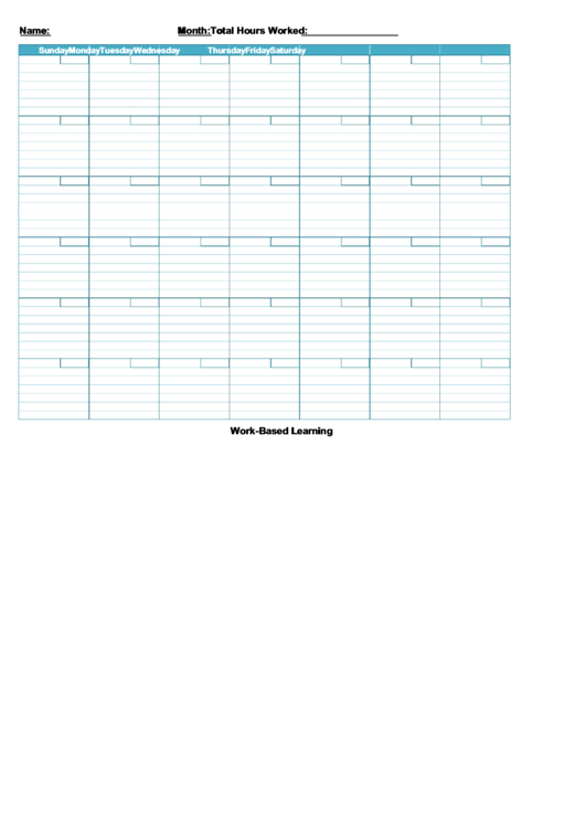 Monthly Work Calendar Template printable pdf download